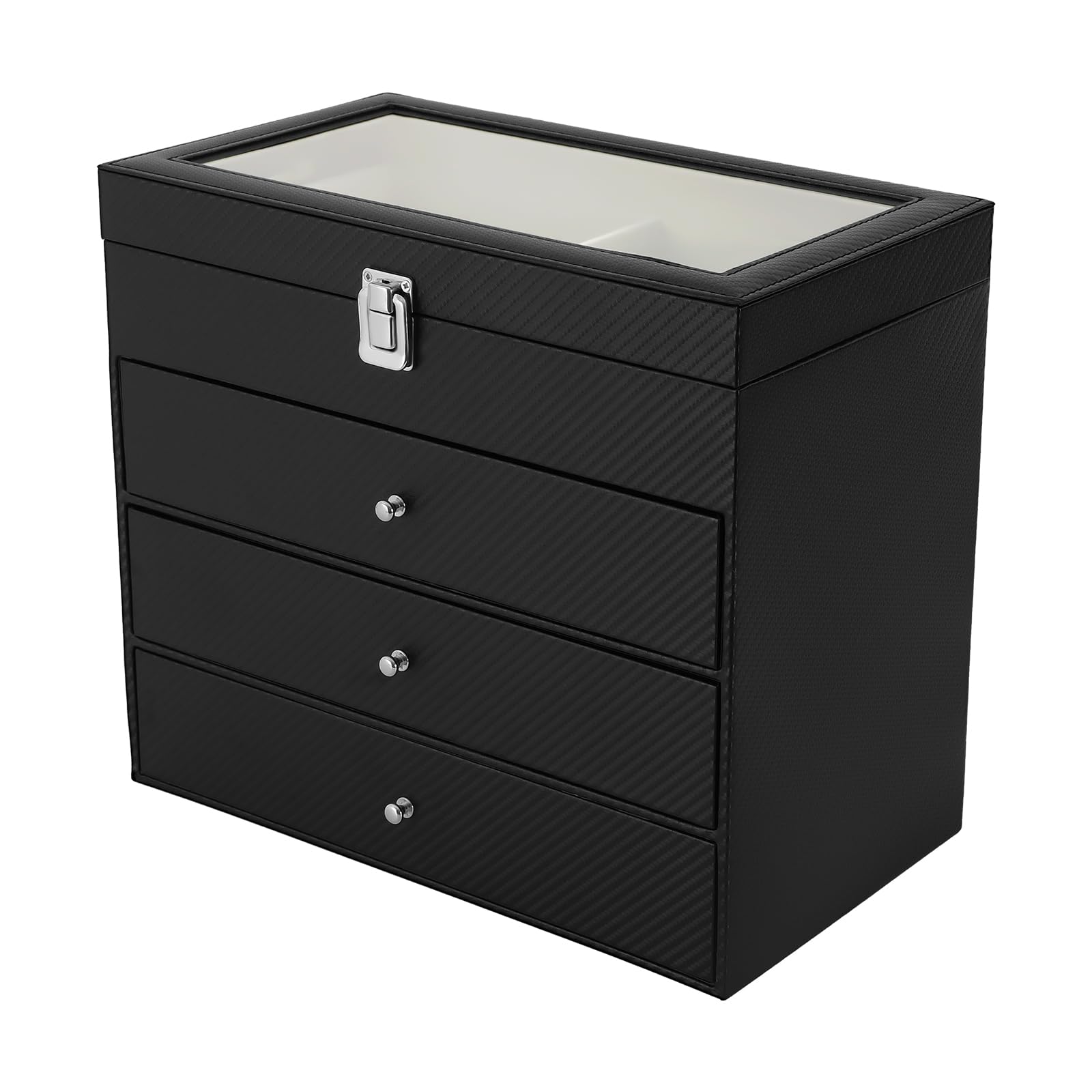 Caja de almacenamiento para gafas, caja organizadora de gafas, caja de joyería, caja de piel sintética con tapa de cristal, caja de almacenamiento para gafas de sol, regalo para relojes y pulseras
