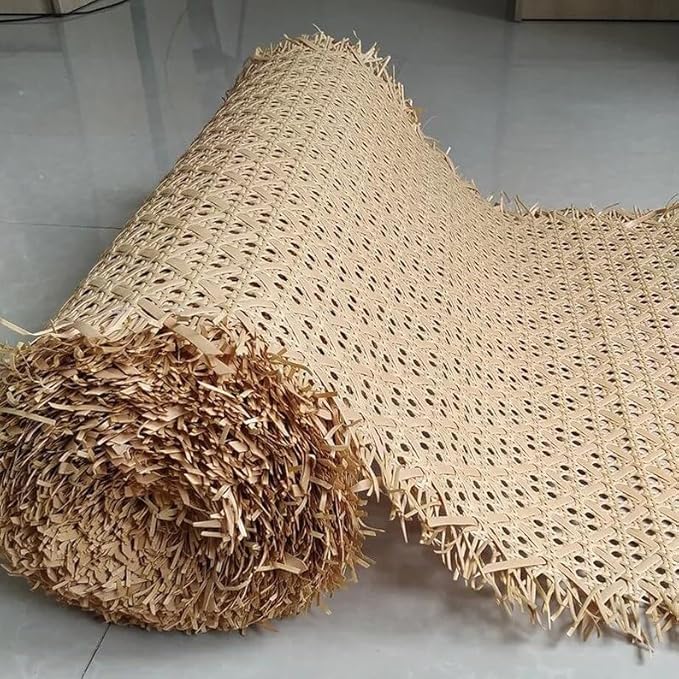 AMC CANING Plastic Cane Webbing for Caning Projects Natural Pre - Woven Open Mesh Cane - PE Rattan Cane Webbing Rattan Roll Cabinet Chair (24X36)
