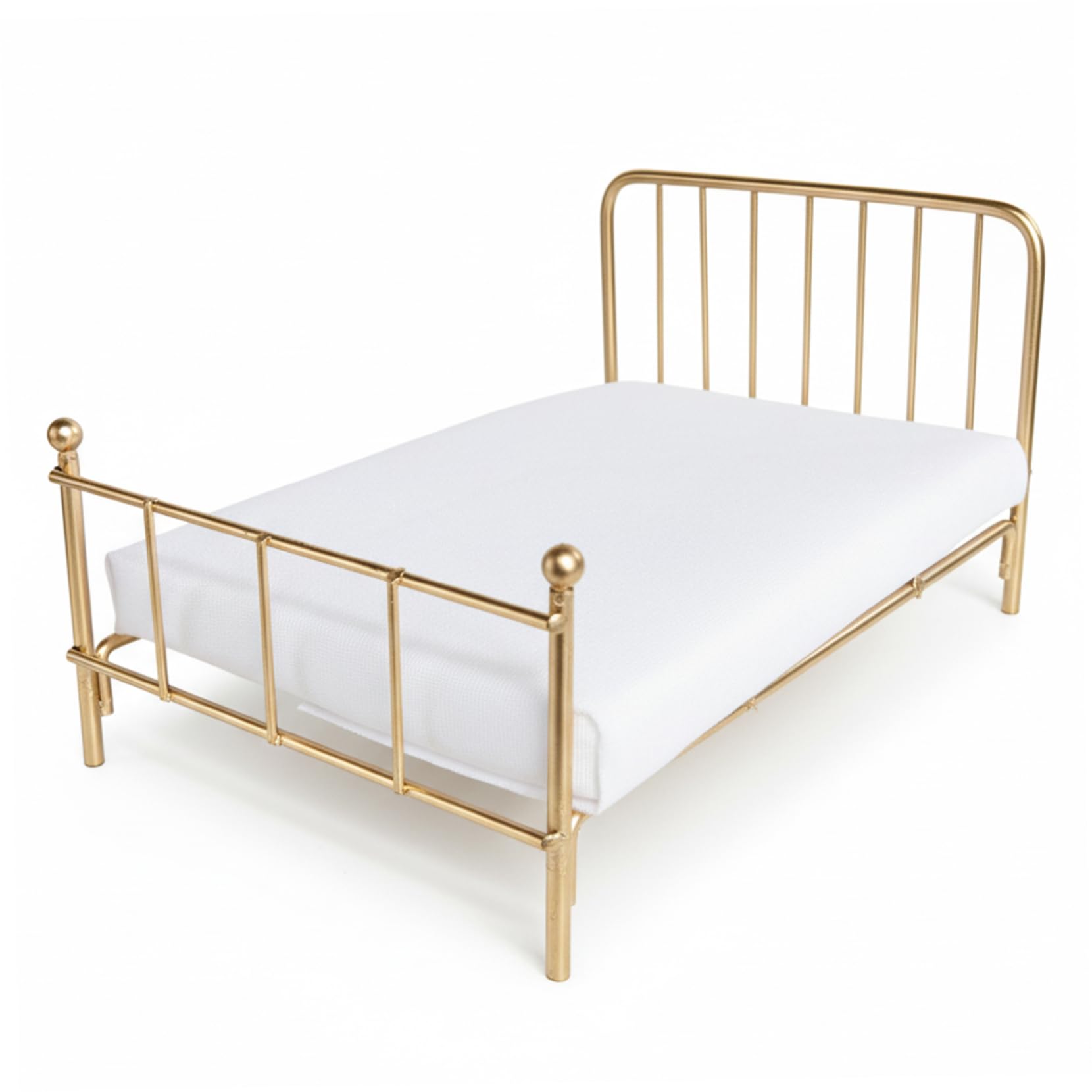 Uanqfegy Modern Iron Frame Dollhouse Bed 1:12 Scale with White Mattress – Miniature Furniture for Realistic Bedroom Scenes