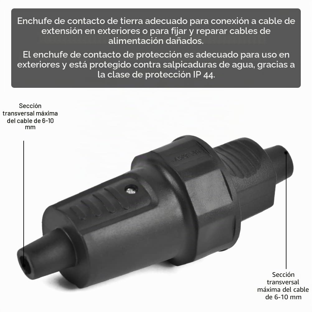 3 Enchufes Macho y Hembra IP44 TIMESETL Clavija Enchufe Macho y Hembra 16A/250V Macho y Hembra Enchufe Macho Exterior Impermeable Enchufe de Contacto de Protección de Sebs, para Cables de 6-10MM