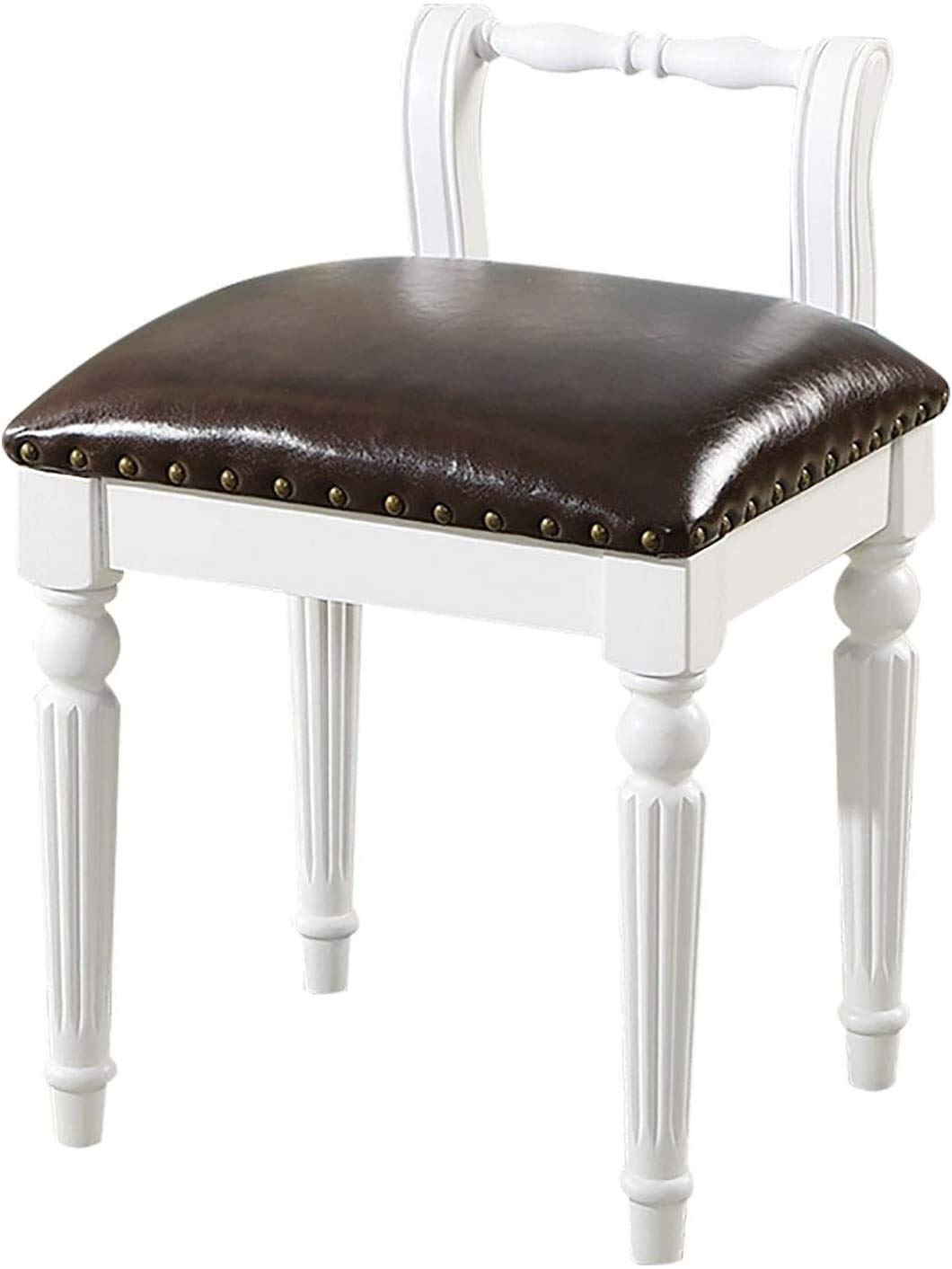 Tabouret de maquillage pour coiffeuse avec pieds en bois robustes