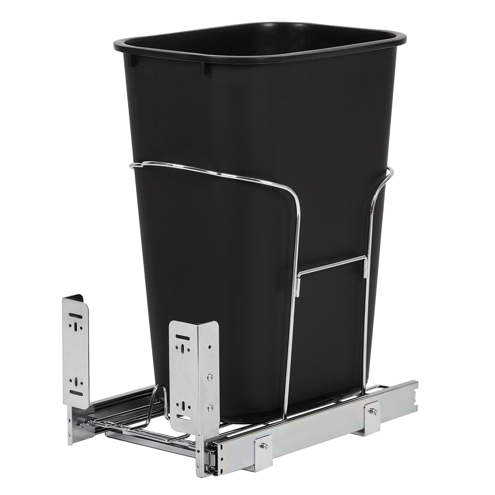 Poubelle coulissante sous meuble de cuisine – acier robuste, fermeture douce, poignée et kit porte, montage facile, gain de place, capacité 35QT – taille adaptée 30×47×67cm – noir – Convient