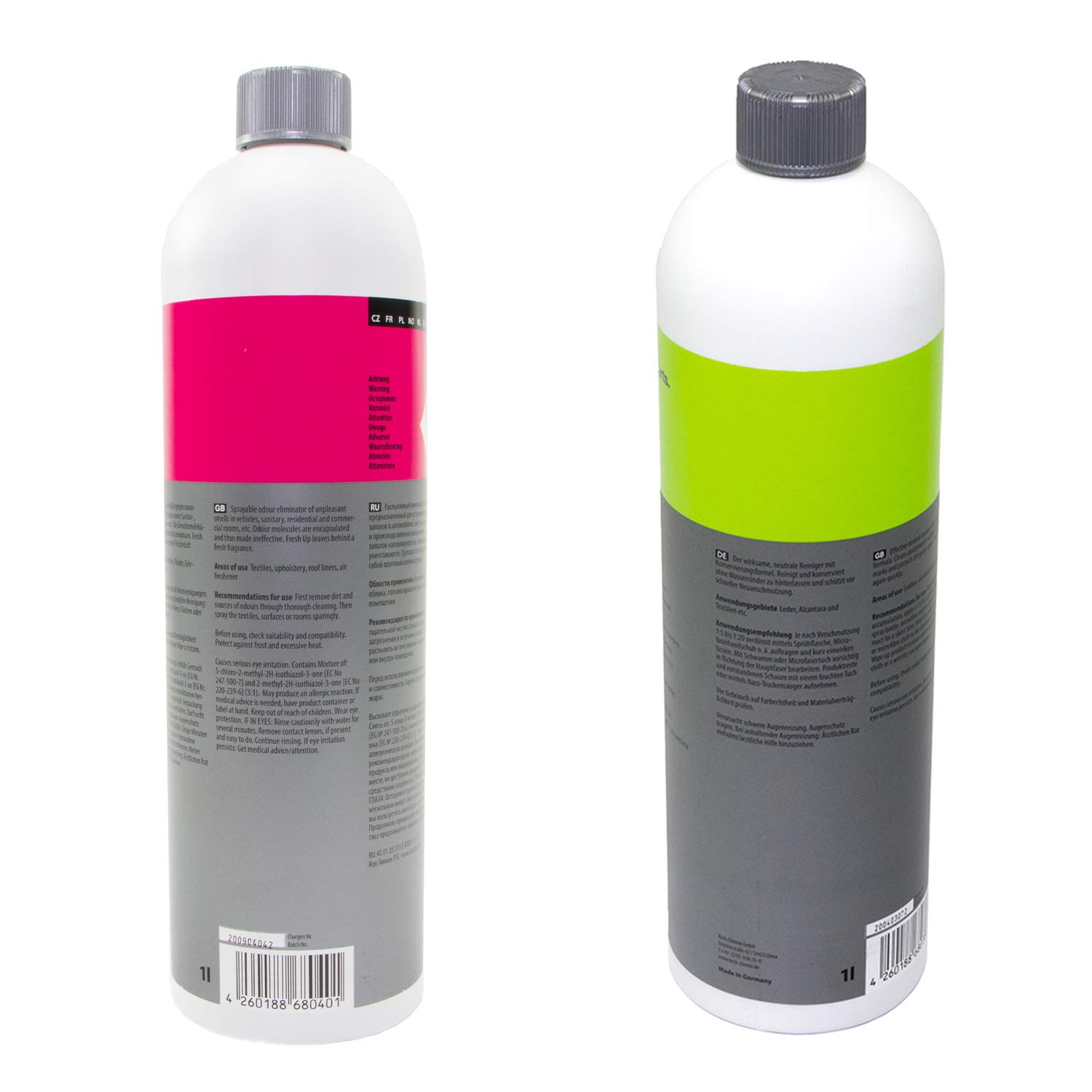 Eliminador de olores para coche Fresh Up Fu 1 litro + Pol Star Po limpiador de piel Alcantara, 1 litro