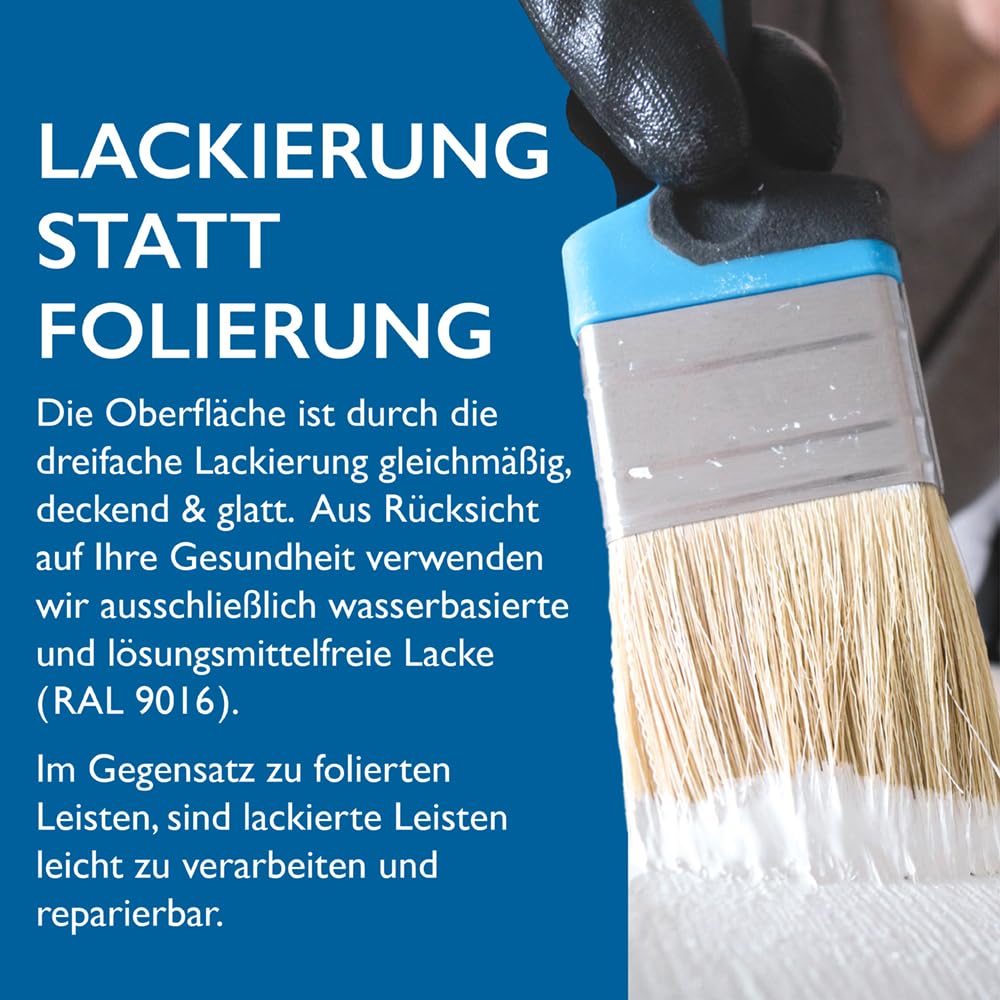 Sockelleiste MDF – 16x95x2440 mm, 10 Stück, weiß RAL 9016 lackiert