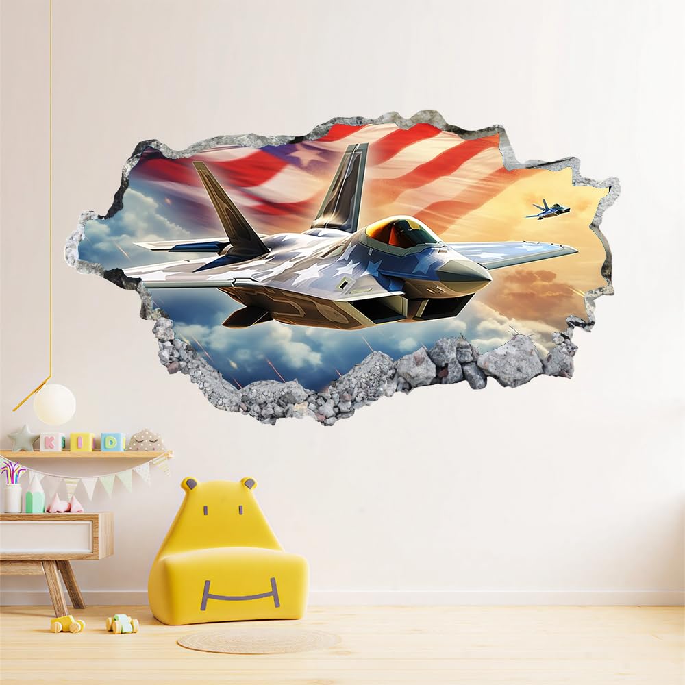 3D Wandtattoo Durchbruch Wanddeko Flugzeug Wanddurchbruch sticker Wandbild Wandsticker Wolke Wohnzimmer Wanddeko Wandaufkleber für Kinderzimmer Mädchen Teenager Zimmer