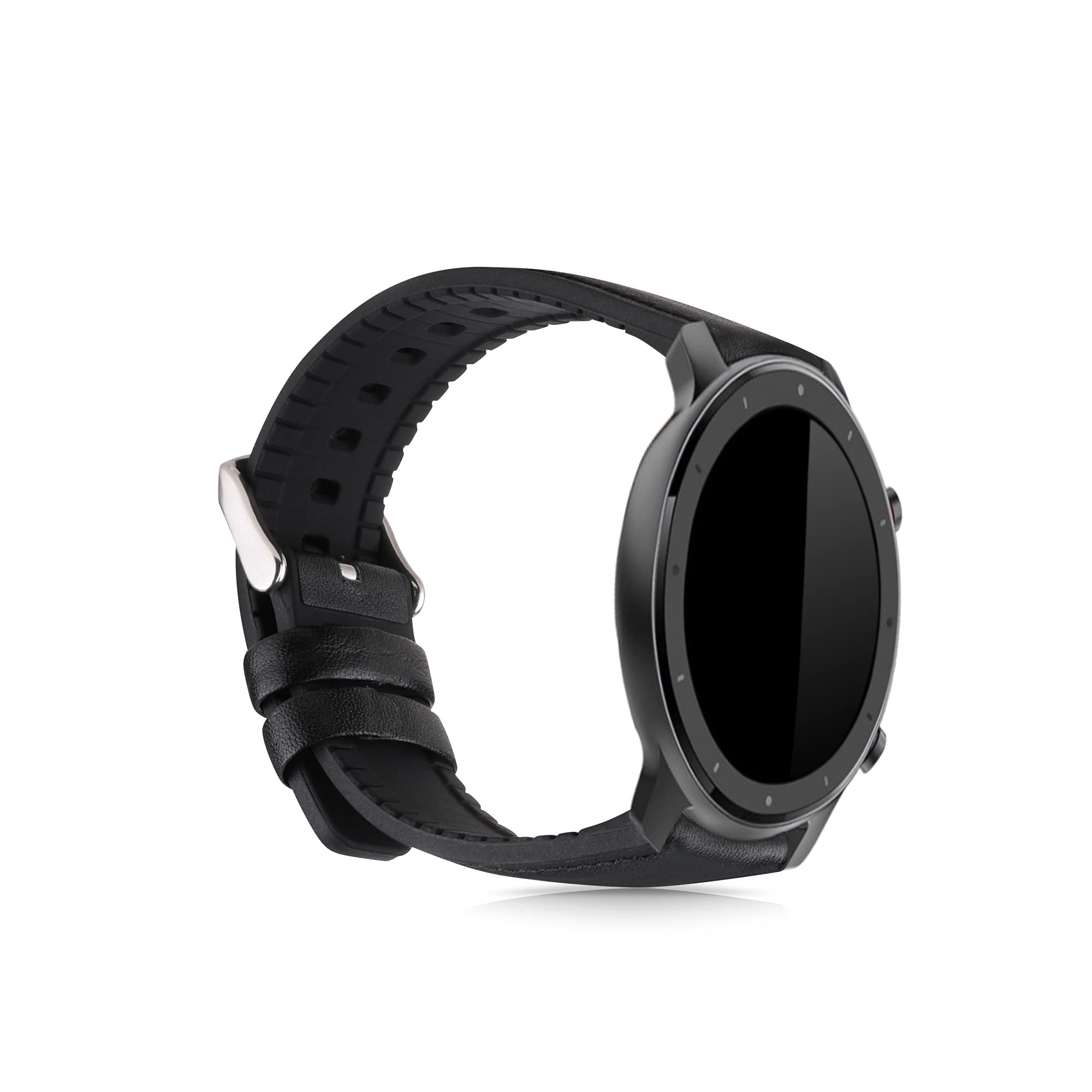 kwmobile Bracelet Compatible with Huami Amazfit GTR (47 mm) / GTR 2 Strap – 1 x Genuine Leather Straps – Adjustable Size – Black