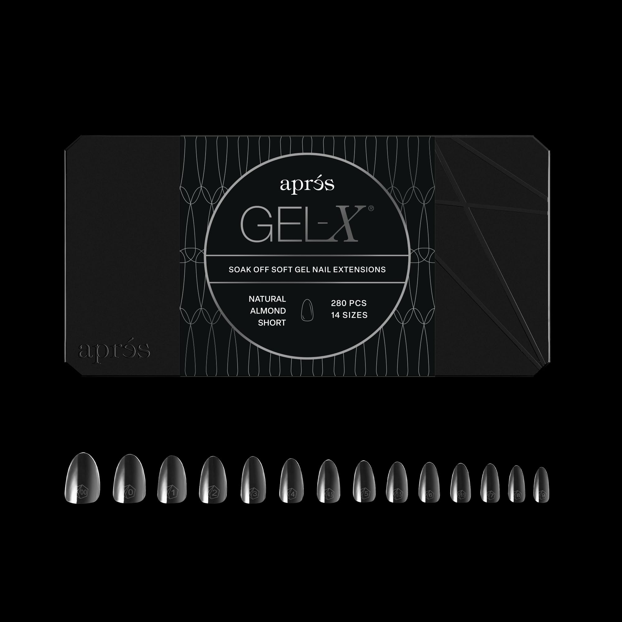 Aprés Gel-X® Tips Ongles Amande, 280 Tips Gel Souple, 14 Tailles 00-9 (Naturelle Amande Courte, 280 Pièces)
