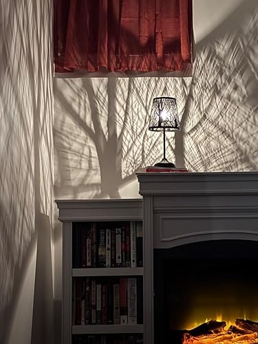 Miniatura 5 de Black Metal Tree Shadow Table Lamp, Vintage Rustic Bedside Lamp, Small Bedside Night Light for Kids, Ambient Mood Lighting for Bedroom Living Room,