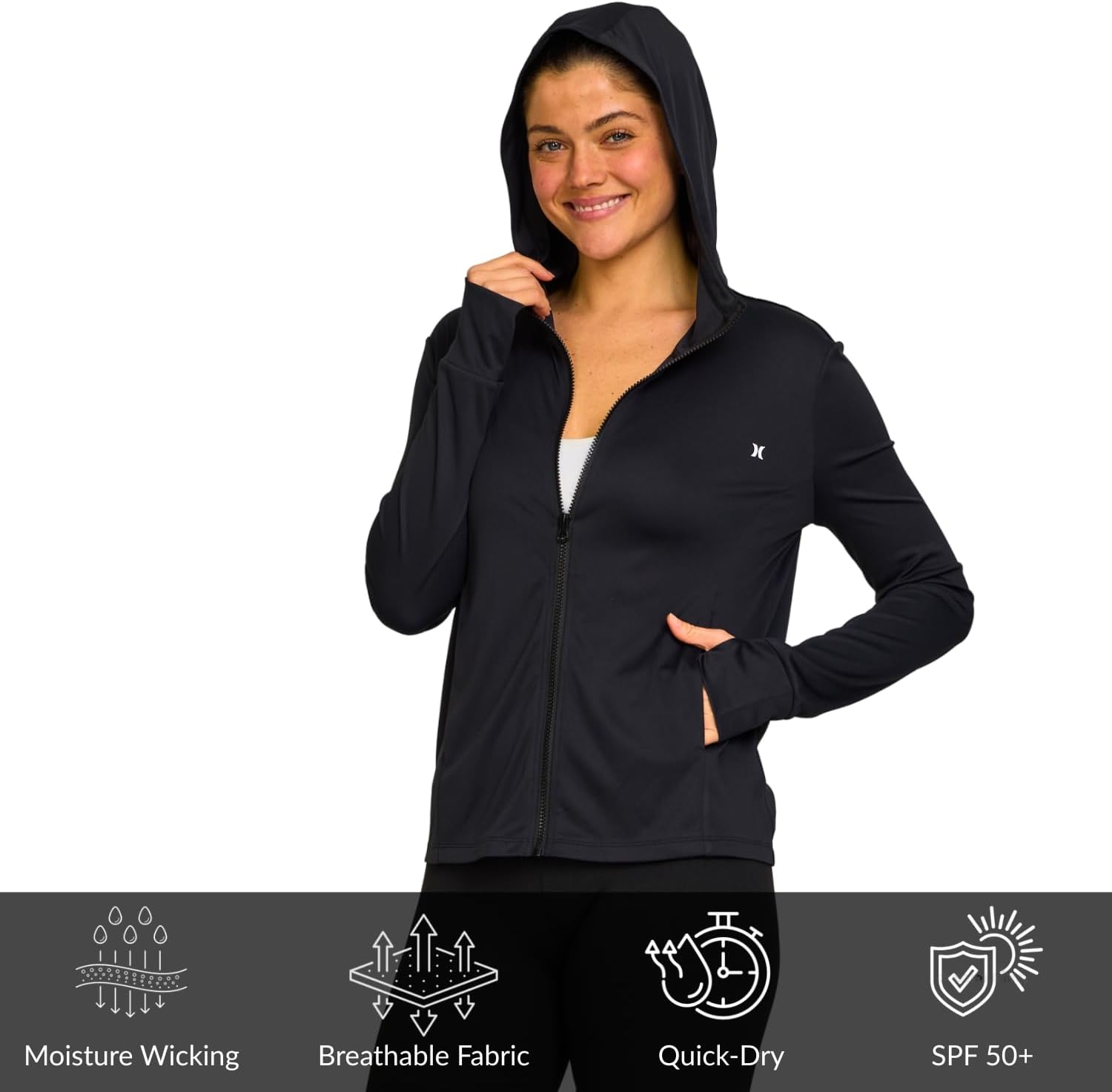 Hurley Sun Protection Lightweight Jacket Women - Sun Hoodie SPF 50+ UV Shirt Quick Dry Long Sleeve Sun Shirt Outdoor