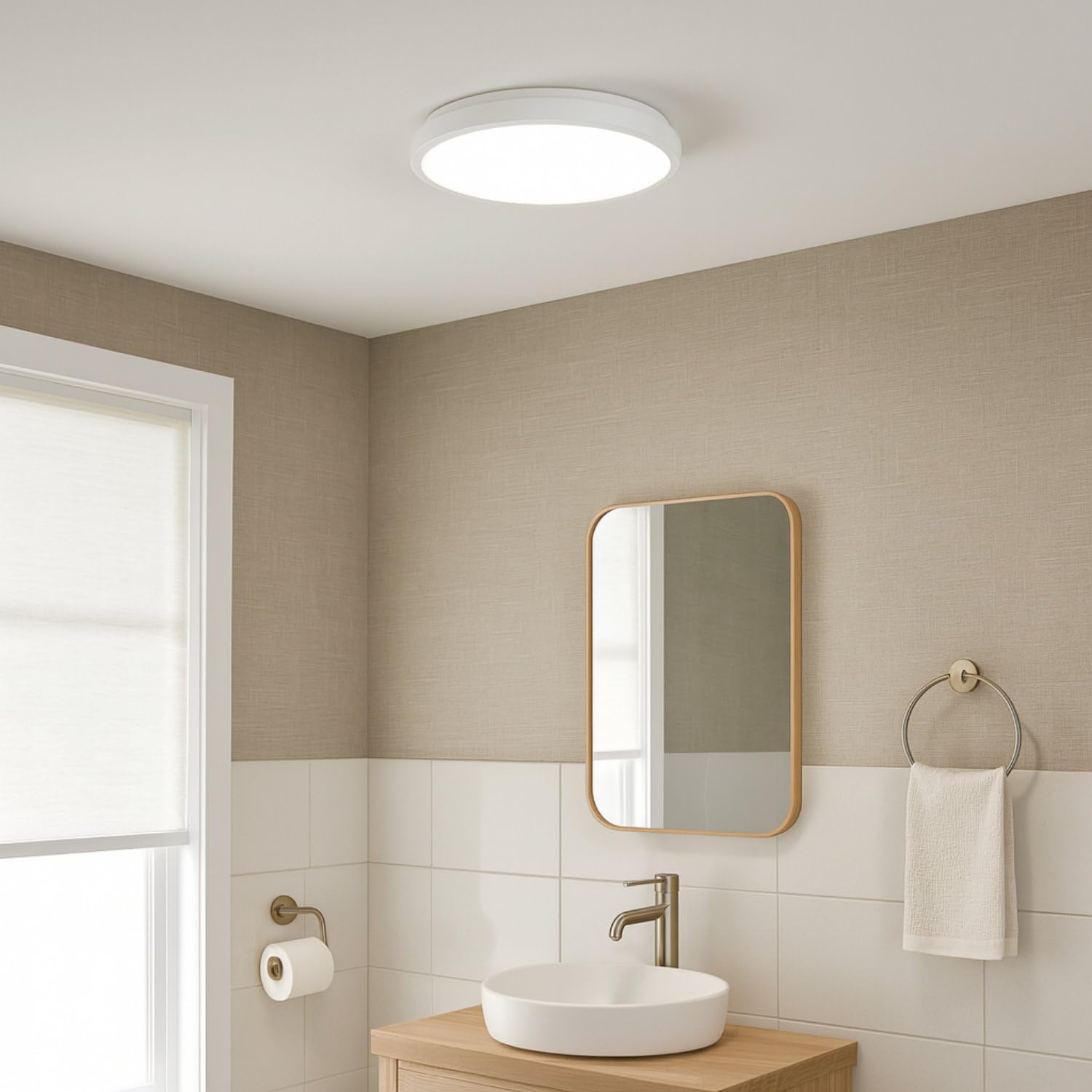 ADAKAT Deckenleuchte Wandleuchte IP54 2x E27 Metall-Rahmen weiß