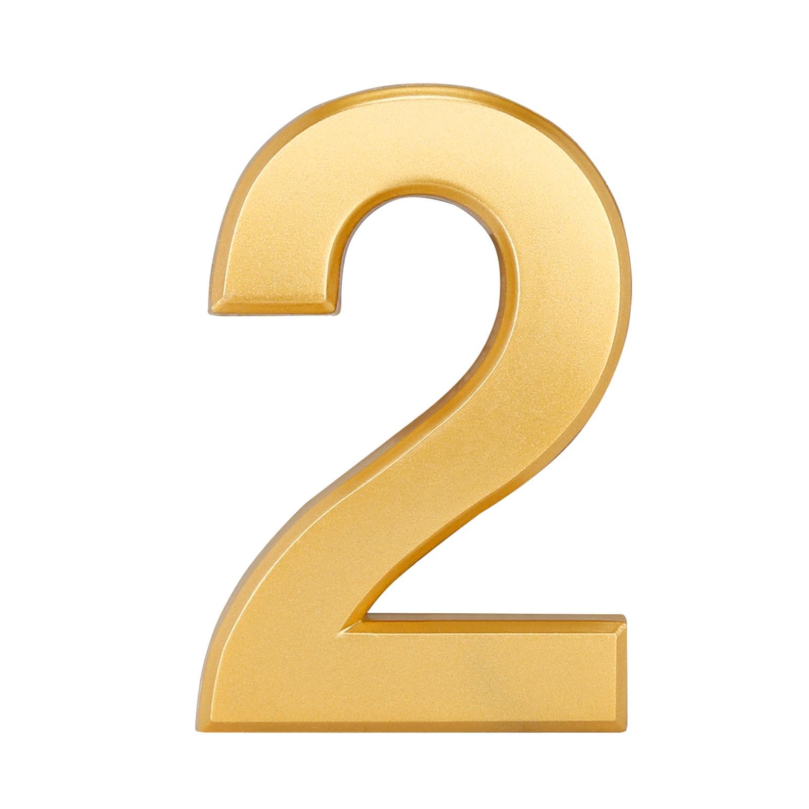 32Nd Gold Effect Abs Plastic Door Number With Self Adhesive Back 7.5Cm - 2