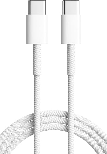 USB C to USB C Cable 2 m (60 W Fast Charging, White) High-Speed Type C Charger Cord Compatible with iPhone 17/16/15 Pro Max, Samsung Galaxy, iPad, MacBook, and All USB-C Devices – Durable