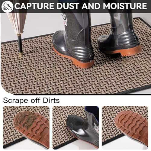 Image of Door Mat 24x72 Dirt Resistant and Absorbent, Non-Slip Rubber Backing Floor Mats, Easy Clean Low-Profile Doormat for Entryway, Front Door, Inside Entrance Black