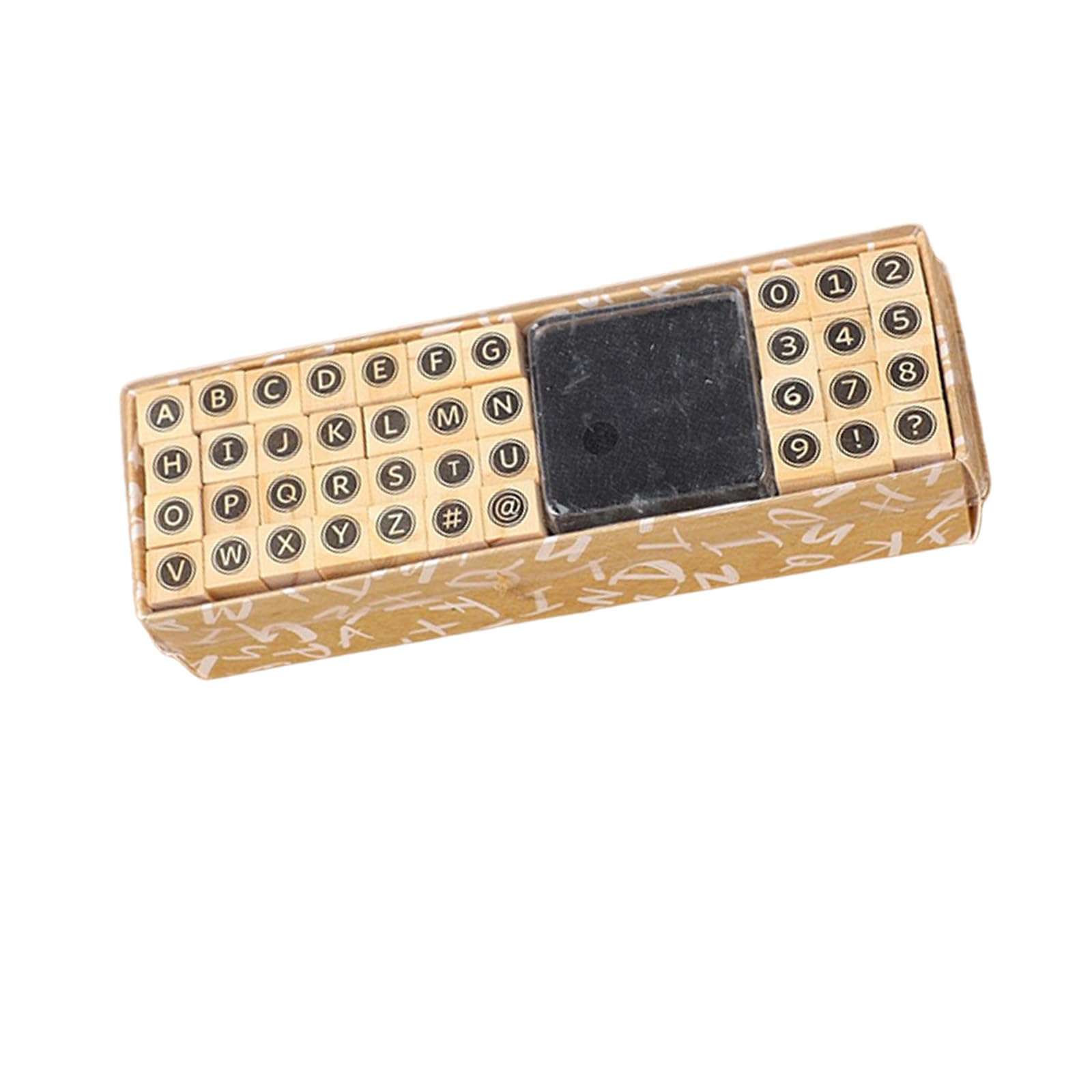 40Pcs Letter Number Stamp Alphabets Number Symbol Stamps Wood Construction Comes with Inks Pad for Teachers Students Multipurpose Wooden Stamp