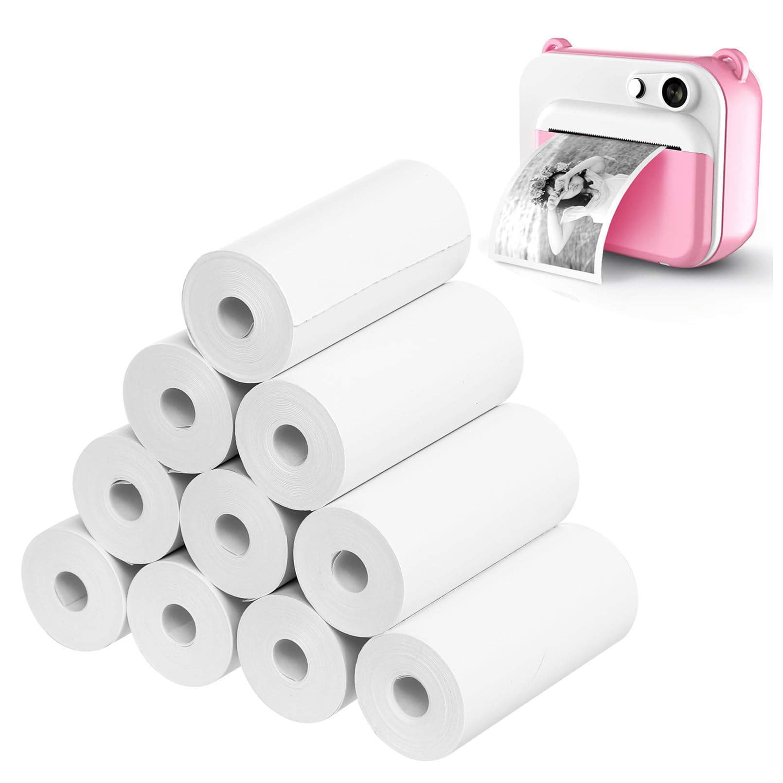 Thermal Print Camera Paper Rolls Thermal Paper for Kids Camera Refill Print Paper 12 Rolls White Printing Paper Till Rolls for Credit Card Instant