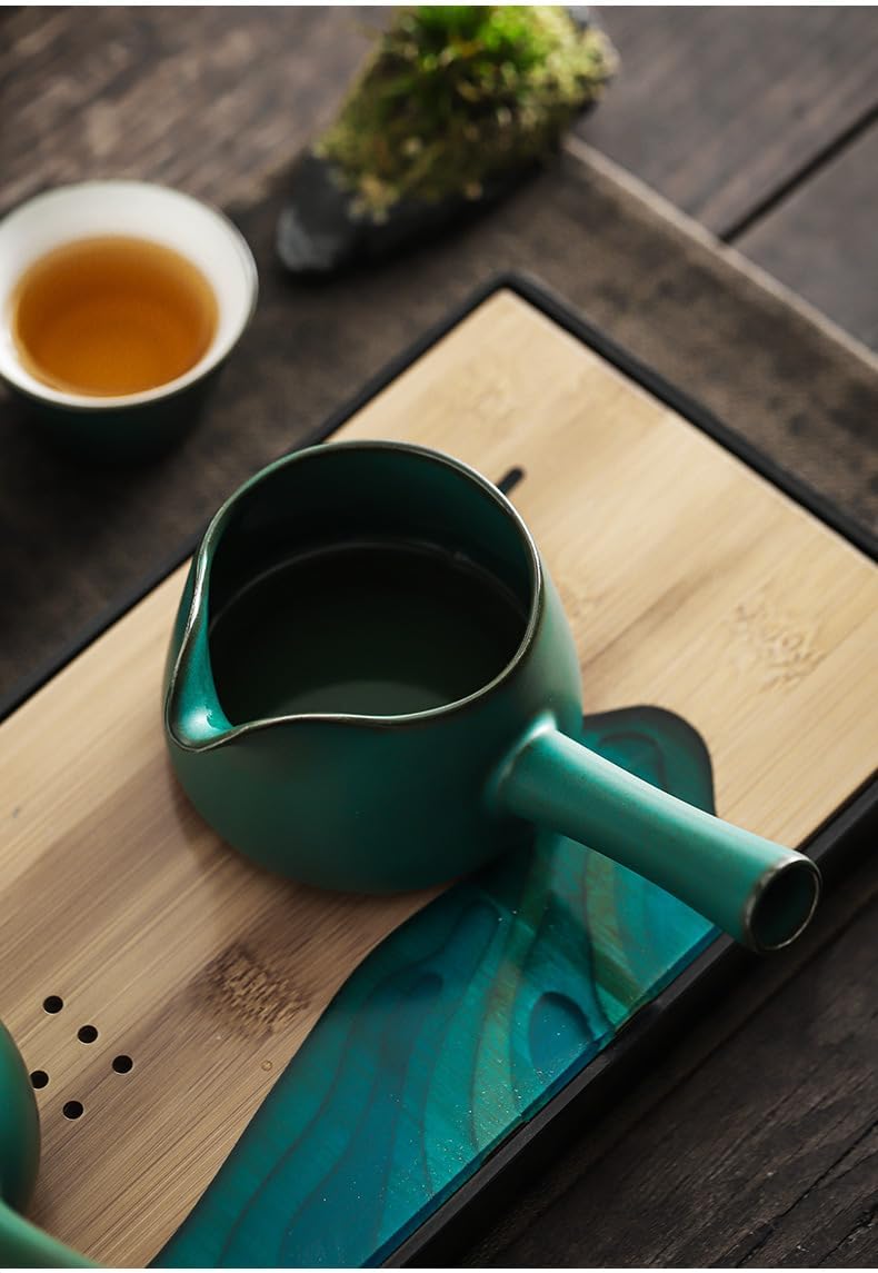 Retro Ceramic Fairness Cup, Wood Handle, Tea Strainer, Tea Sea, Creative Tea Accessories-style1