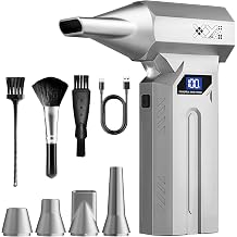 Compressed Air Duster, 150000RPM Powerful Electric Air Duster, 4-Gears Adjustable Cordless Air Blower with LED Light, Rechargeable Dust Blower for Computer, Keyboard, Outdoor
