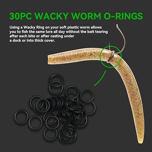 Miniatura 5 de FONMANG - 80 gusanos locos para pesca de lubina con 30 juntas tóricas, gusanos de plástico suave, kit de señuelo de pesca Senko, 4 pulgadas y 5