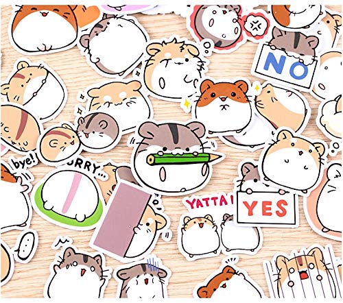 40 Cute Pieces Waterproof Hamster Kawaii Stationary Japanese Vinyl Stickers for Kids Craft, Laptop, Water Bottles, Fridge, Daily Planner Decals