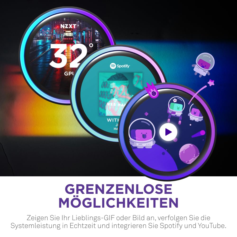 NZXT Kraken Serie – AIO CPU-Flüssigkeitskühler – Anpassbares LCD-Display – Hochleistungs-Lüfter – Kompatibel mit Intel® & AMD® Sockel – Elite 360 RGB – Schwarz