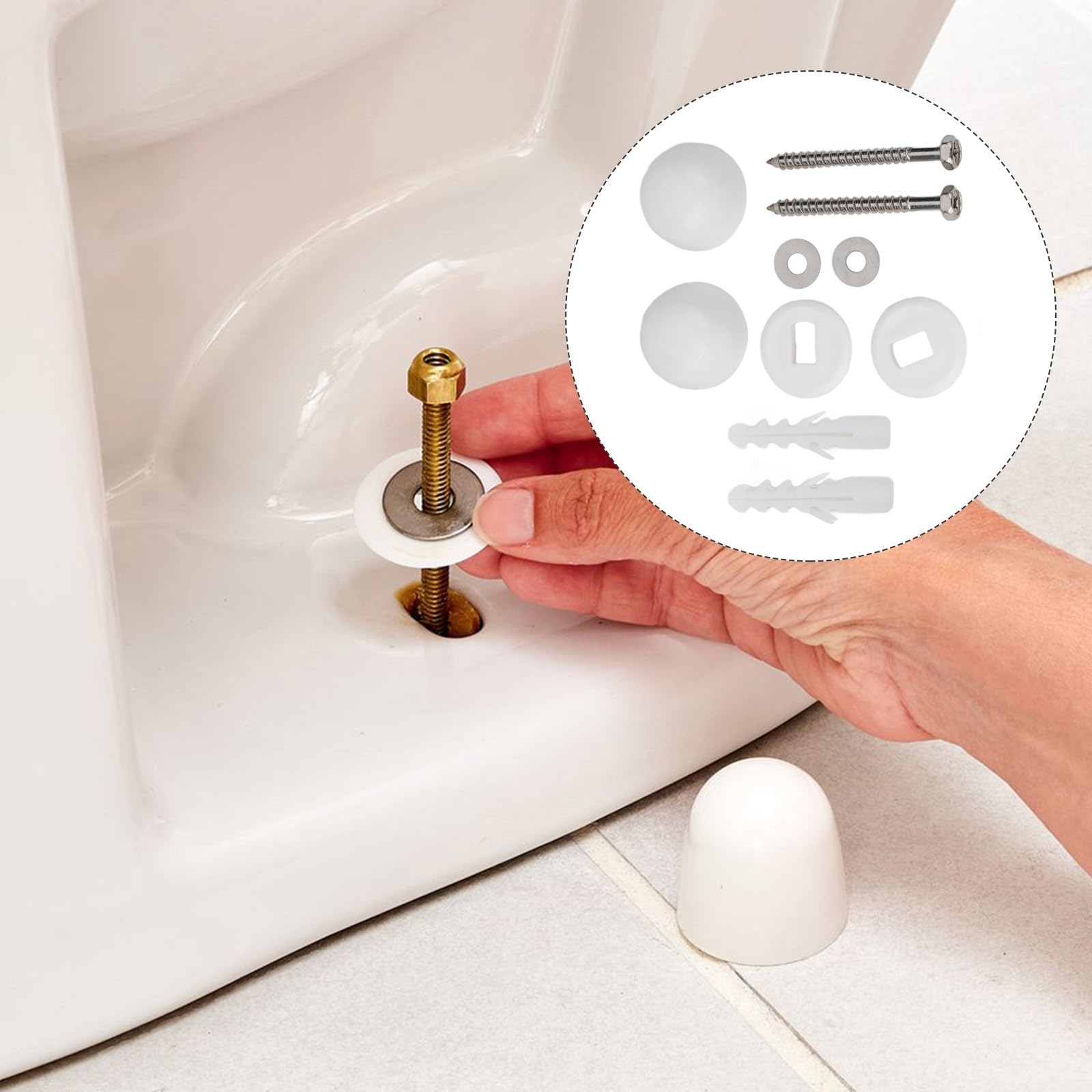 Toilet Pan Fixing Kit with Screws Washers and Bushes for Bidet Floor Mounting Hardware - Adjustable Toilet Installation — view 5