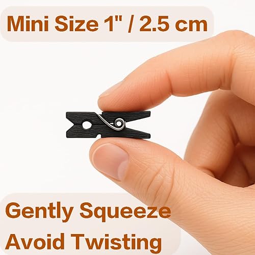 Miniatura 4 de LWR CRAFTS Mini pinzas de madera para manualidades 100 por paquete 1 pulgada (2,5 cm) (Negro)