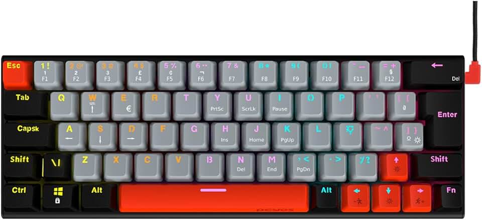 TECLADO GAMER MECANICO PCYES KUROMORI 60% - SWITCH RED - LED RAINBOW - PTKM60RD