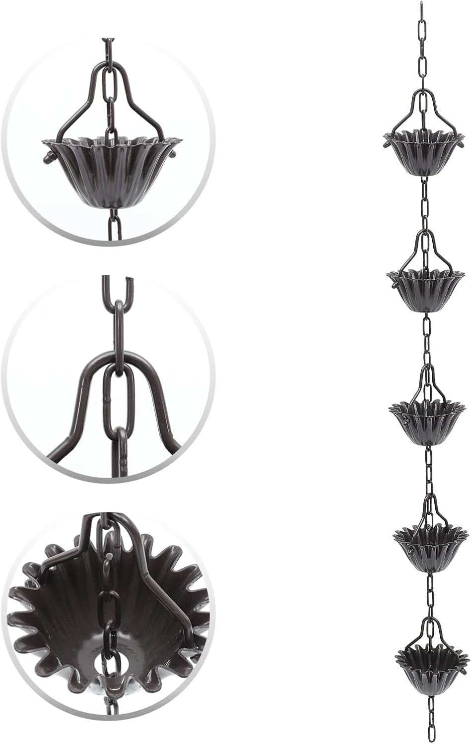 Vaguelly Decorative Aluminum Alloy Rain Chain Cups for Gutters Easy Installation for Outdoor Drainage and Garden Aesthetics Resistant Design