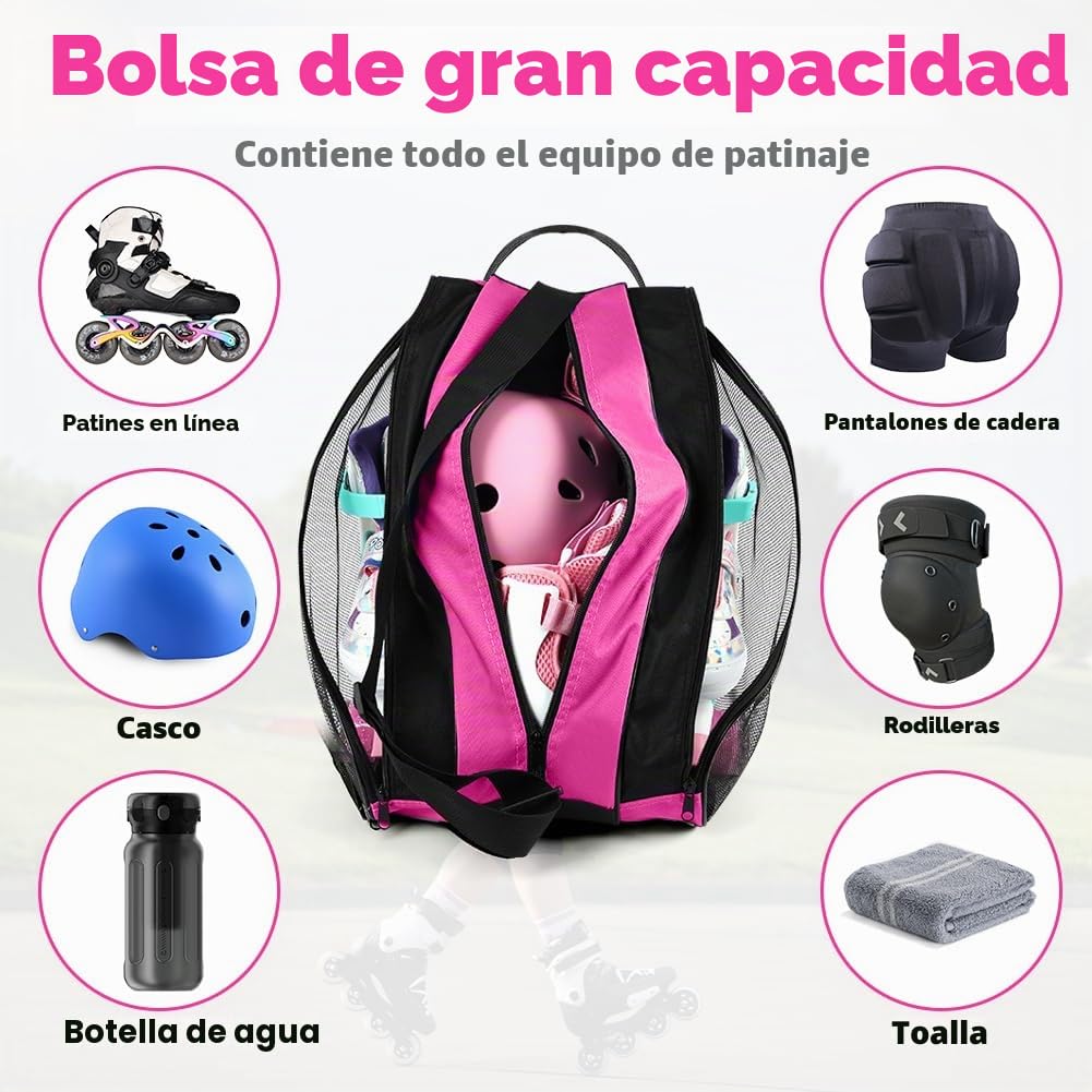 Bolsa para Patines flintronic, Mochila Patines en Linea 4 Ruedas con Correa Ajustable, 3 Compartimentos
