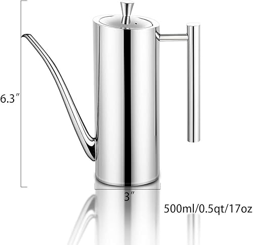 Miniatura 2 de Sumerflos Botella dispensadora de aceite de oliva de acero inoxidable, 16.9 fl oz17 oz, recipiente de almacenamiento de aceite de vertido sin goteo