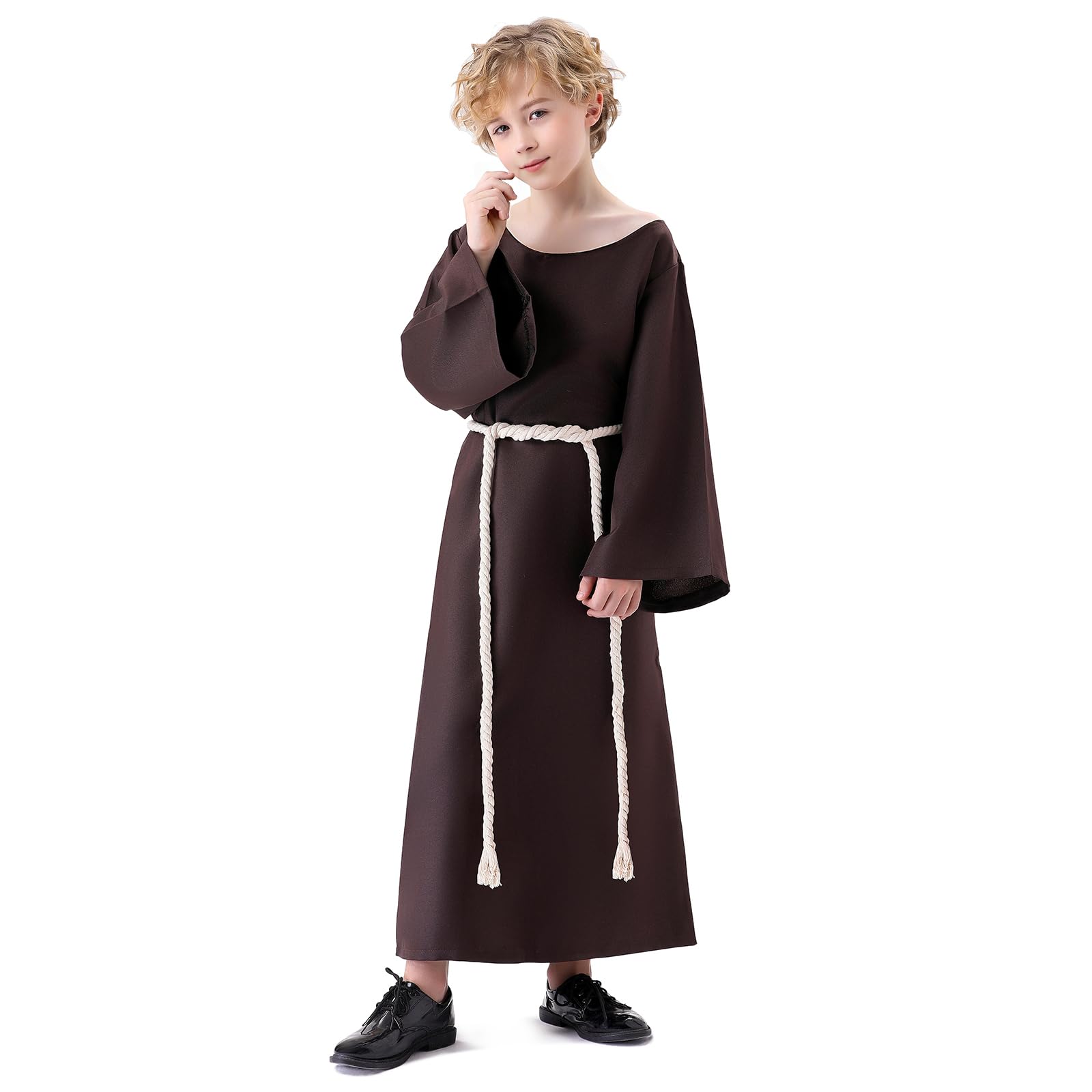 Banchif Costume Bambino Medievale Halloween Bambino Costume Monaco Sacerdote Accappatoio Costume di Carnevale da Bambino Con Cappuccio e Monaco Medievale