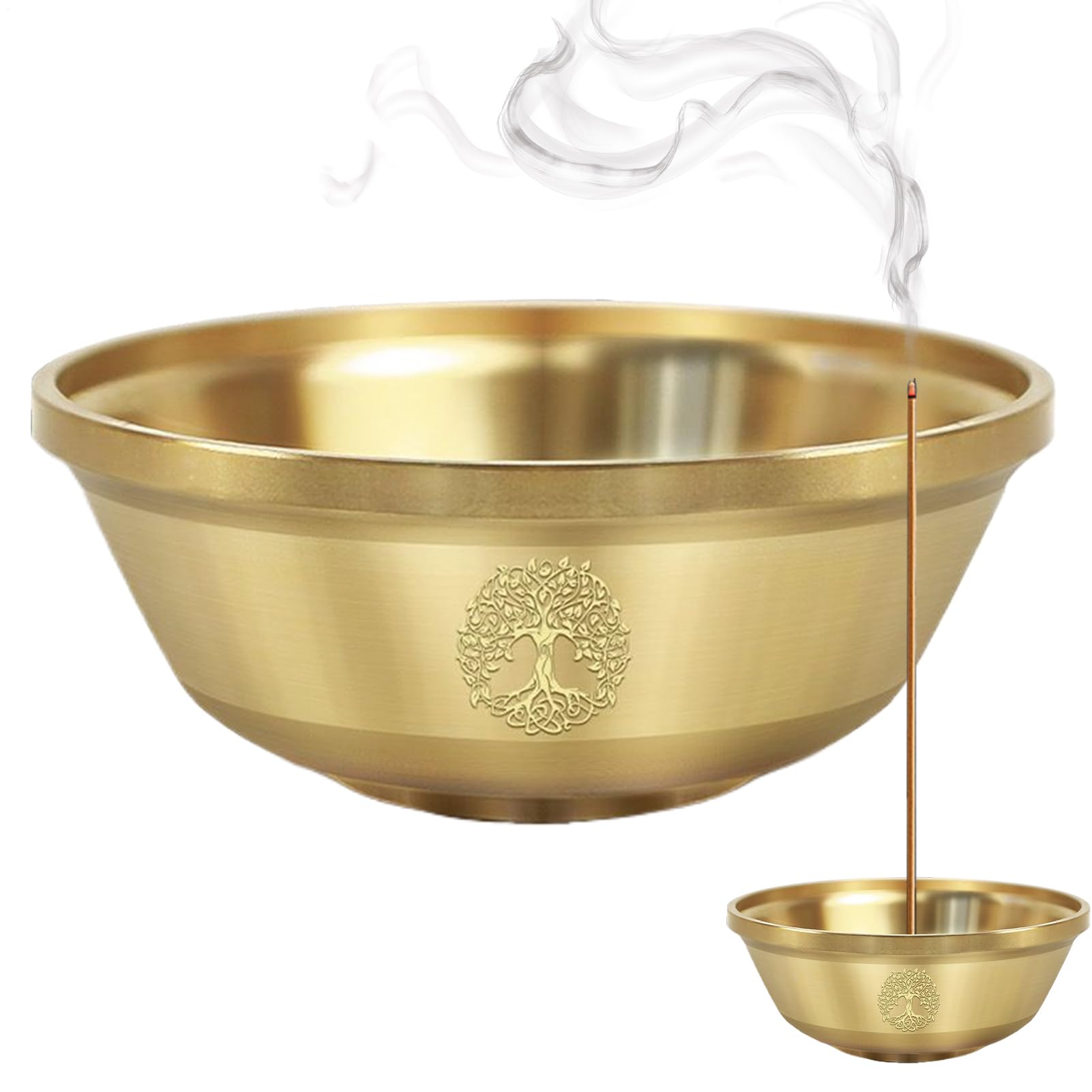 Plato de luna triple para altar esotérico con tazón de latón de meditación ritual