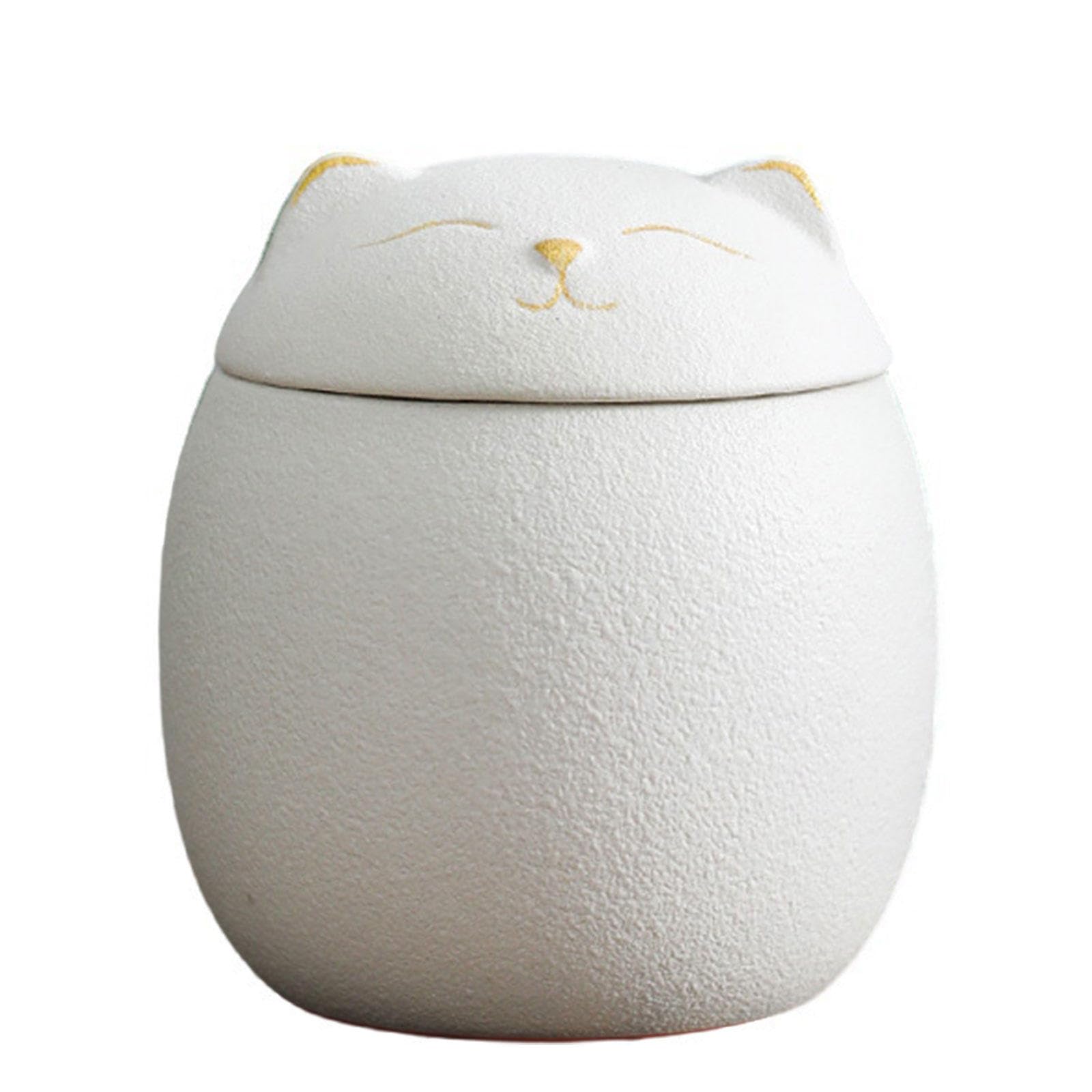 GPDNBIEU Ceramic urns, for Cat Dog Ashes Human, Decorative Keepsake Urn, Miniature Memorial Funeral for Sharing(White,Small)