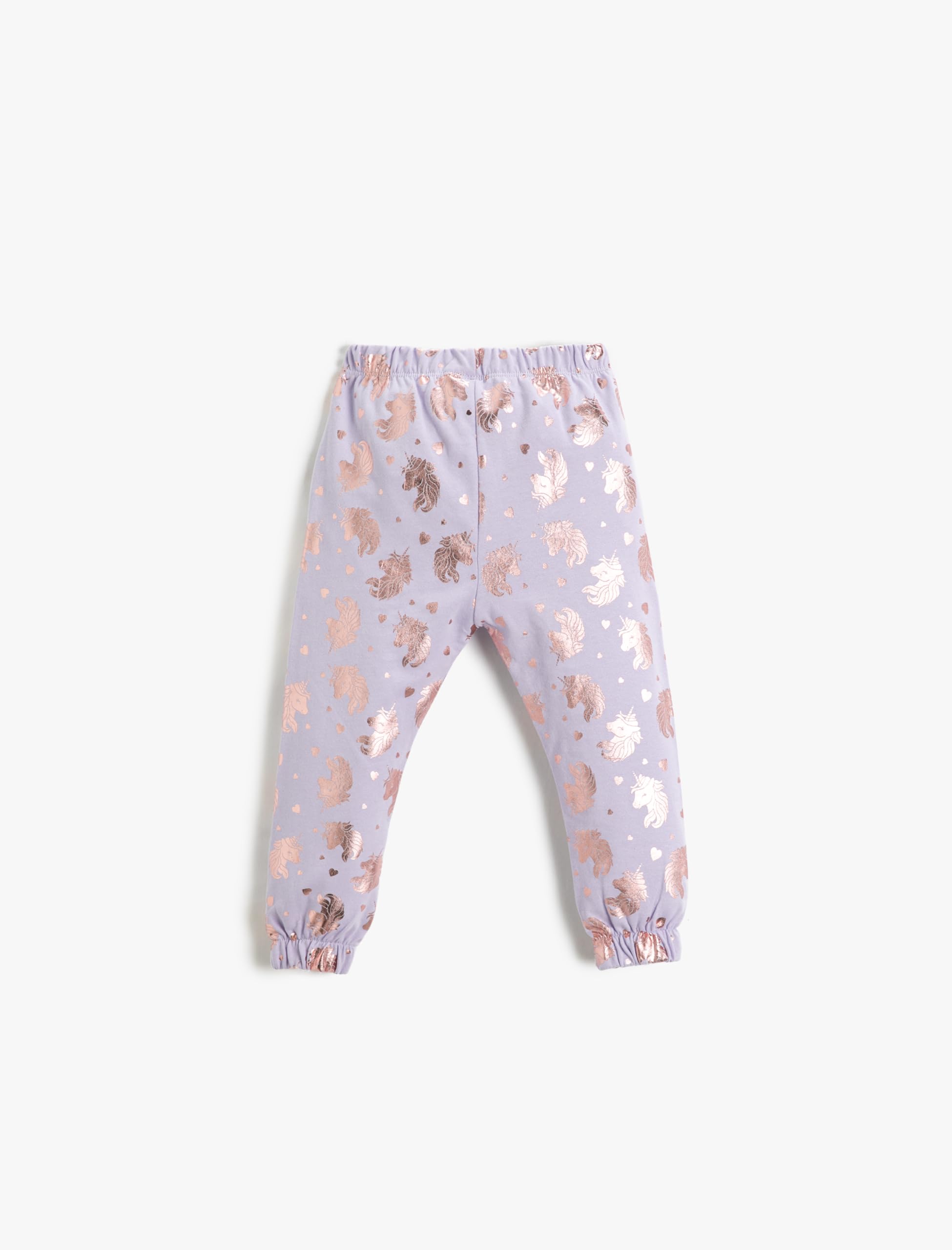 Koton Babygirls Sweatpants Unicorn Printed Gleamy Jogger Sweatpants Drawstring Brushed Interior