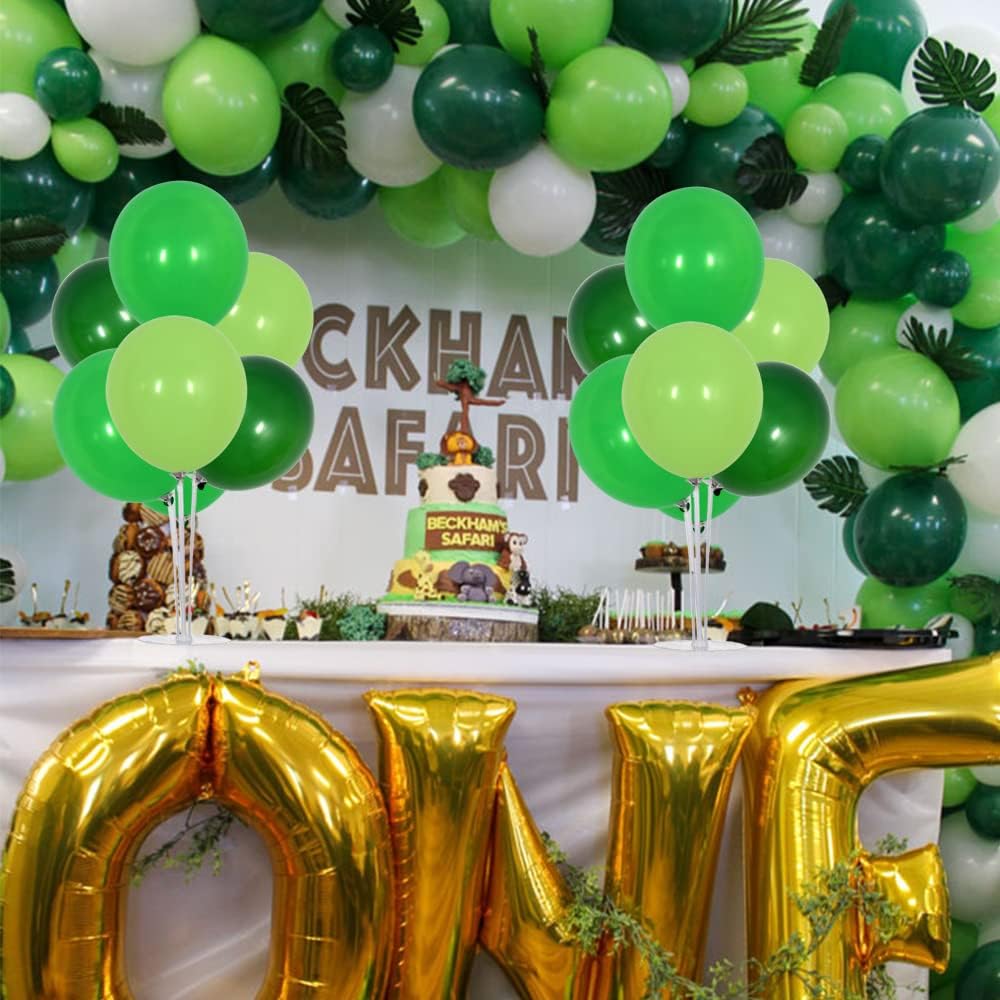 TONIFUL 4 Green Balloon Centerpiece for Table,Balloons Stand Kit for Forest Wild Theme Party,Baby shower,Birthday Decorations,St. Patrick's Day,Christmas,Easter Party Supplies