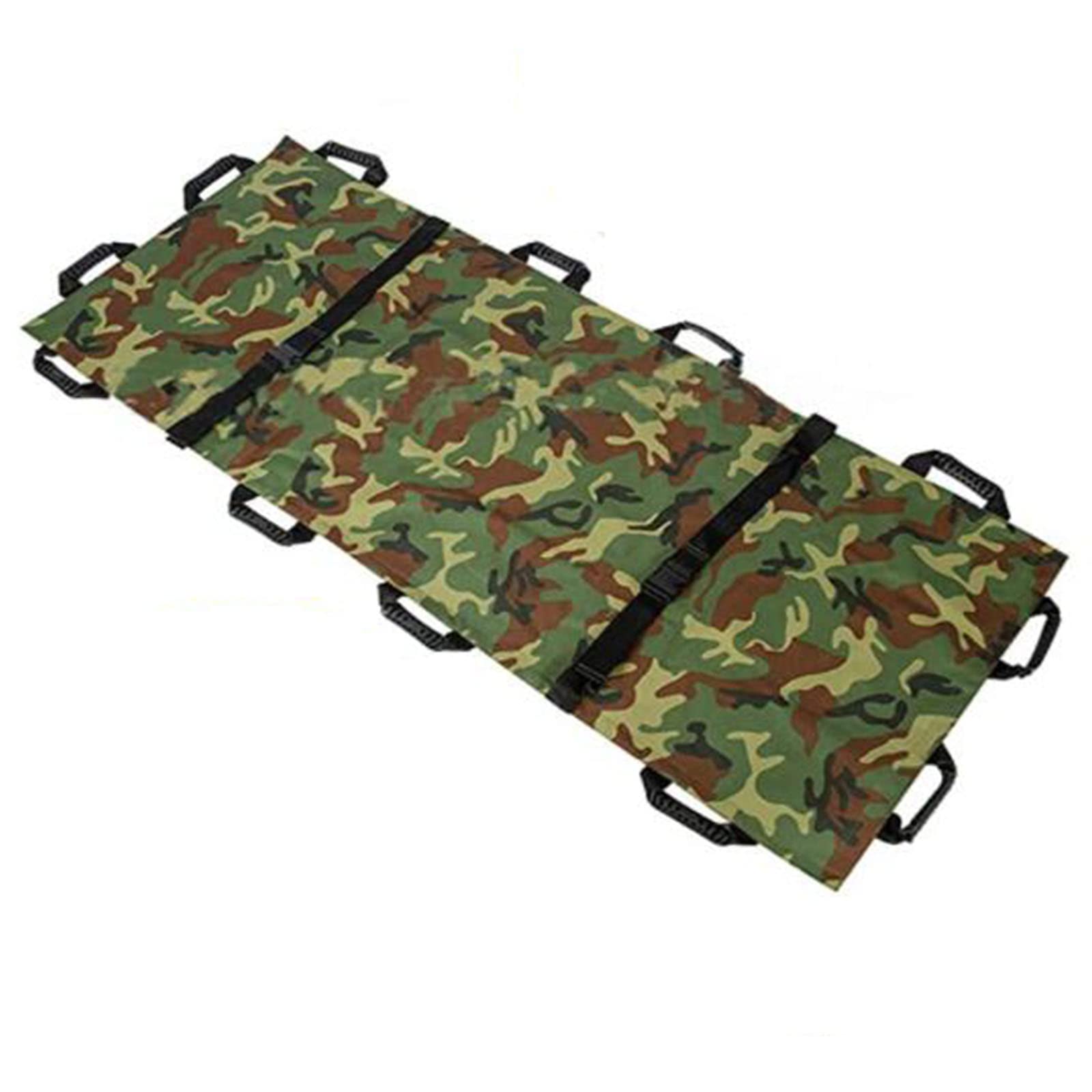 Jeamive Oxford Folding Stretcher with 12 Handles Waterproof Foldable Emergency Rescue Back Stretcher with Storage Bags for Hospital,Clinic, Home,Sports venues,Ambulance (Camouflage)