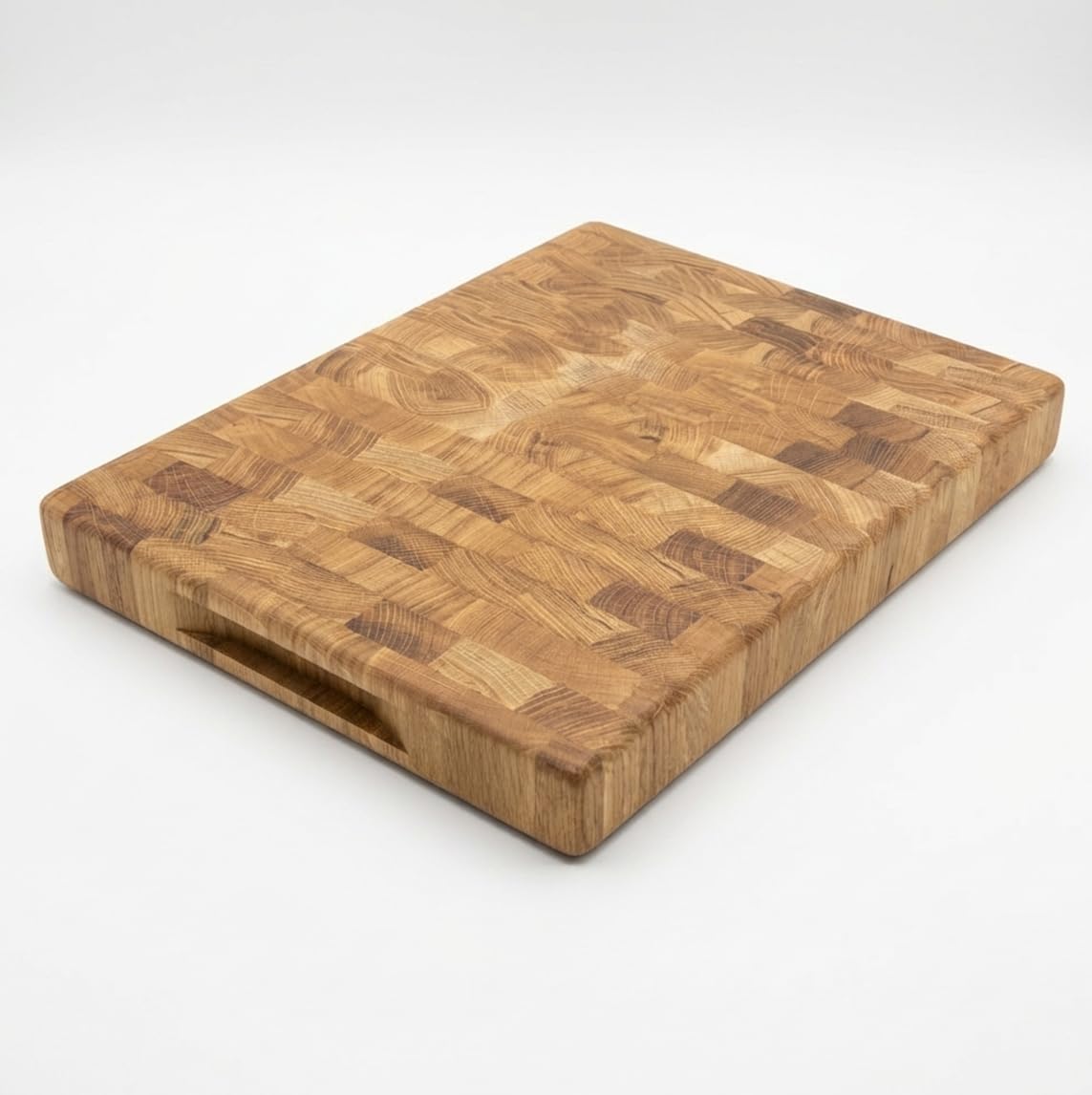 Schneidebrett Eiche Stirnholz 40x30x4 cm – Massives End Grain Holz Schneidebrett, Beidseitig Verwendbar, Geölt, Premium Küchenbrett