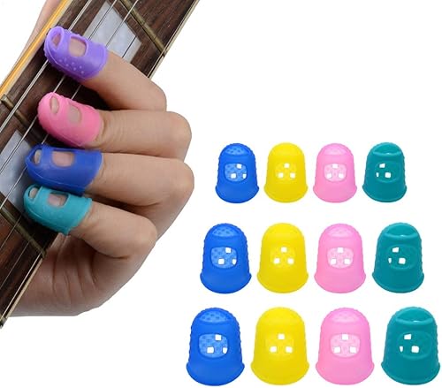 SAPHUE Protector de silicona para la yema de los dedos, 12 unidades, protector de dedo contra la prensa, guitarra de balada de dedo dolorido,