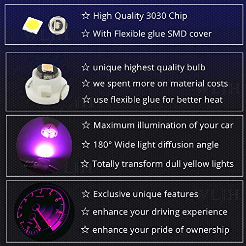 Image of WLJH Pink T4.2 Neo Wedge LED Bulbs with 10mm Base for Climate Control | 3030 SMD, T1.25 and T1-1 /4, Dash Cluster and Clock Lights, Switch Indicator and HVAC Light, Dimmable, 10-Pack