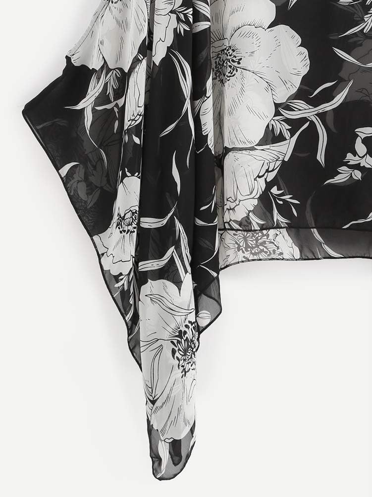 Max Hsuan Women's Loose Solid Sheer Chiffon Caftan Poncho Batwing Tunic Top Blouse Summer Oversized Shirts - Image 6