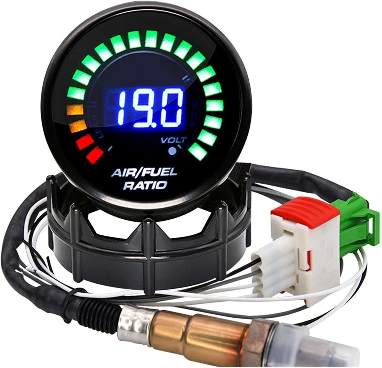 Liquid Level Sensor 52mm Air Fuel Ratio Gauge LED Digital Display Narrowband O2 Oxygen Sensor Car Gauge for 12V Car Racing Car Gauge Water Height Detector(1)