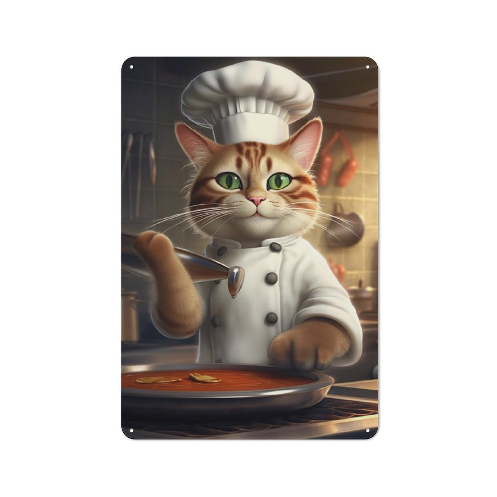 Junmoney Cat Chef Baking Retro Tin Sign 30X20cm For Workshop Wall, For Collectors Of Retro Metal Wall Decor