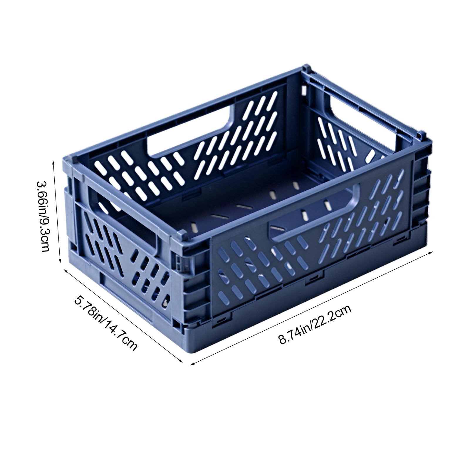 2 Stück Faltbare Kunststoff Aufbewahrungsbox, Einkaufskiste Klappbar, Stabil Klappboxen Faltbar für Küche, Büro, Schlafzimmer, Schrank, Schublade (Blau, 22*14.7*9.3)