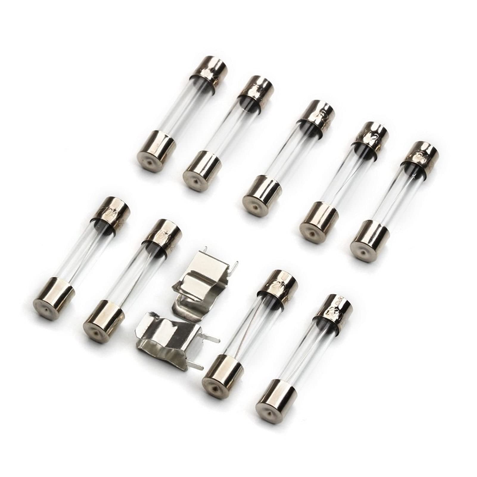 Fusibles 72 pièces 6x30mm fusible de Tube verre à soufflage rapide avec porte-fusible 0.5A/1A/2A/3A/5A/10A/15A/20A/30A Kit d'assortiment fusibles