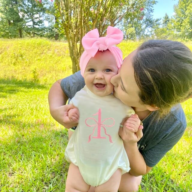 Baby Girl 1st Birthday Outfit Bow Bubble Romper Sweatshirt Short Sleeve Bodysuit T-Shirt Jumpsuit Summer Clothes - Image 2