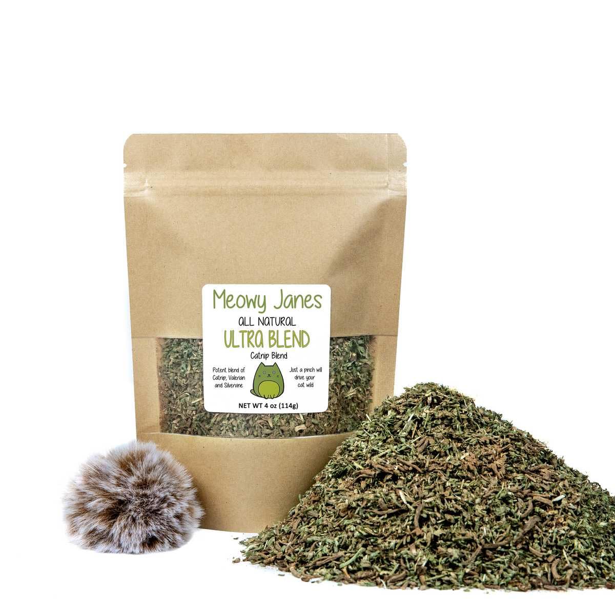 Meowy Janes Ultra Blend with Toy - All Natural Catnip, Silvervine Powder and Valerian Root Mix (2.5 Cups)