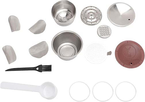 Stainless Steel Coffee Capsule, Reusable Easy to Cleanse Silicone Lid, Portable Multifunctional Coffee Capsule for Home Office Travel