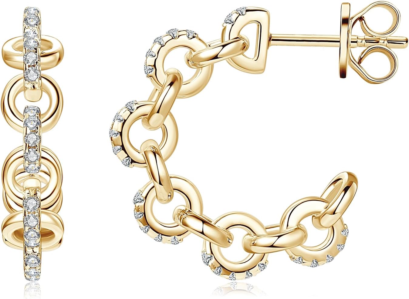 Moissanite Earrings Open Hoop Earring for Women S925 Sterling Silver Round Cut Sparkling VVS1 Lab Create Moissanite Half Hoops Hypoallergenic Pierced Sensitive Ear Jewelry Gift for Her