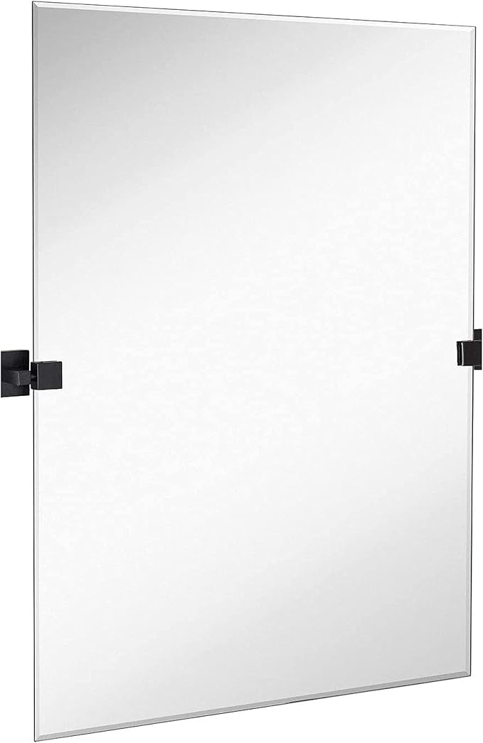 Hamilton Hills Large Squared Modern Pivot Rectangle Mirror with Brushed