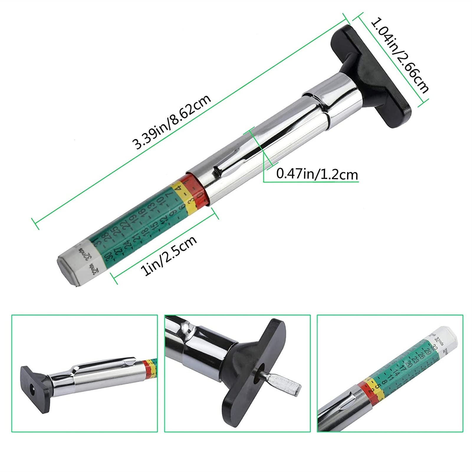 JJJ 30 PCS Neumático Portada Profundidad Calibre Color Codificado Neumático Pisada Profundidad EXACTUCE HERRAMENTAS DE MEDICIÓN